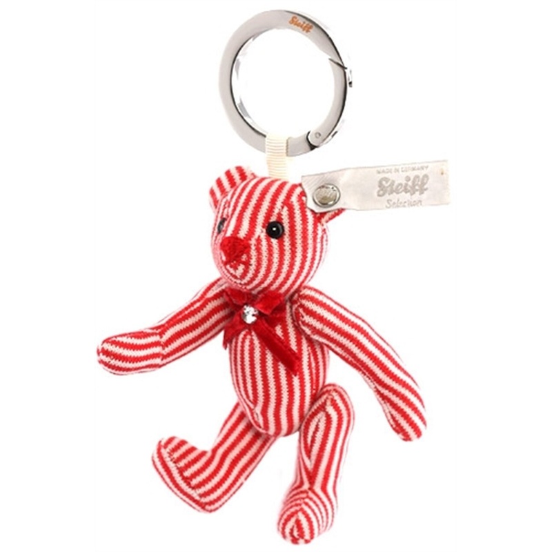 Selection Candy Cane Striped Teddy Pendant Keyring (10 cm)