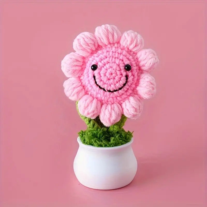 Crochet Emotional Support Sunflower Pink