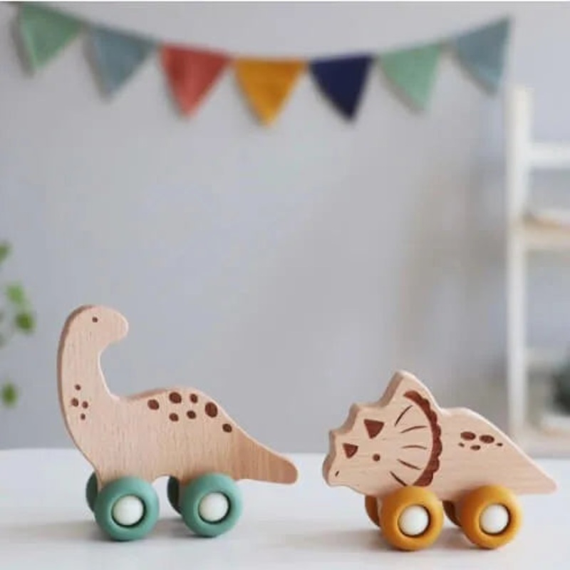 WOODEN ECOWHEELS DINO MOVERS B