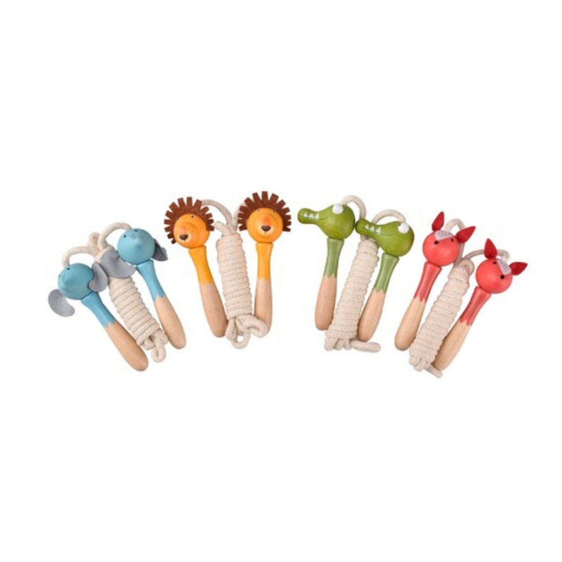 WOODEN SKIPPING ROPE JUNGLE ANIMAL