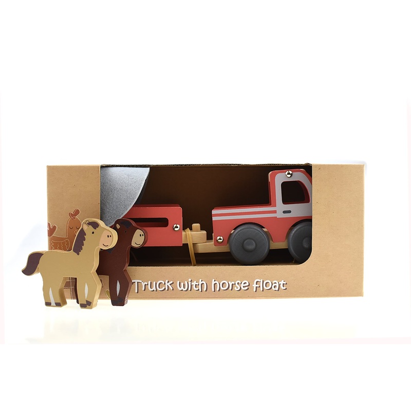 WOODEN TRUCK W HORSE FLOAT