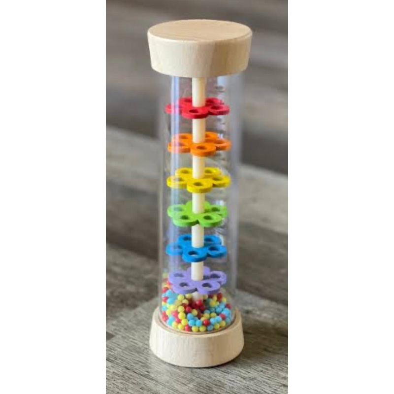 WOODEN RAINMAKER RATTLE IN CLEAR TUBE