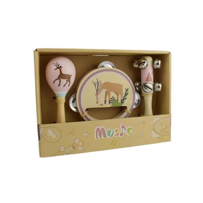 Wooden 3Pc Musical Set Deer