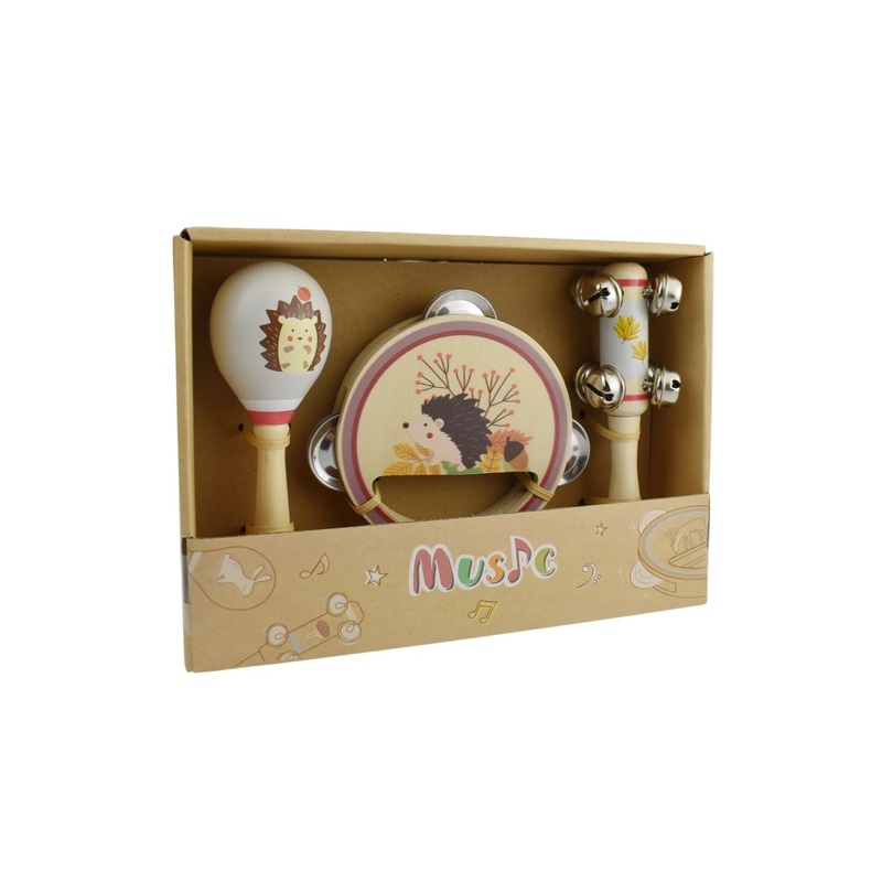 Wooden 3Pc Musical Set Hedgehog