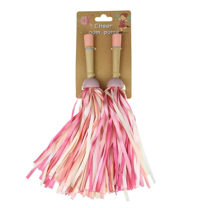 WOODEN CHEER POM POMS AST