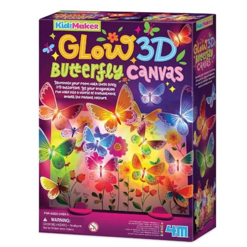 4M KIDZMAKER GLOW 3D BUTTERFLY CANVAS