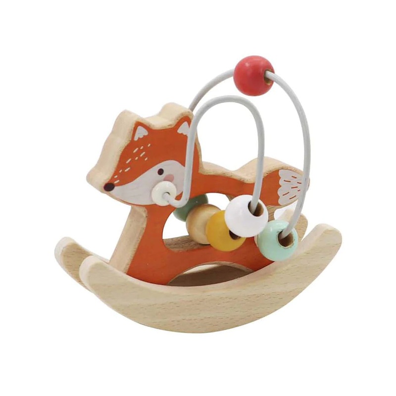 WOODEN BEAD MAZE ON ROCKING BASE WOODLAN