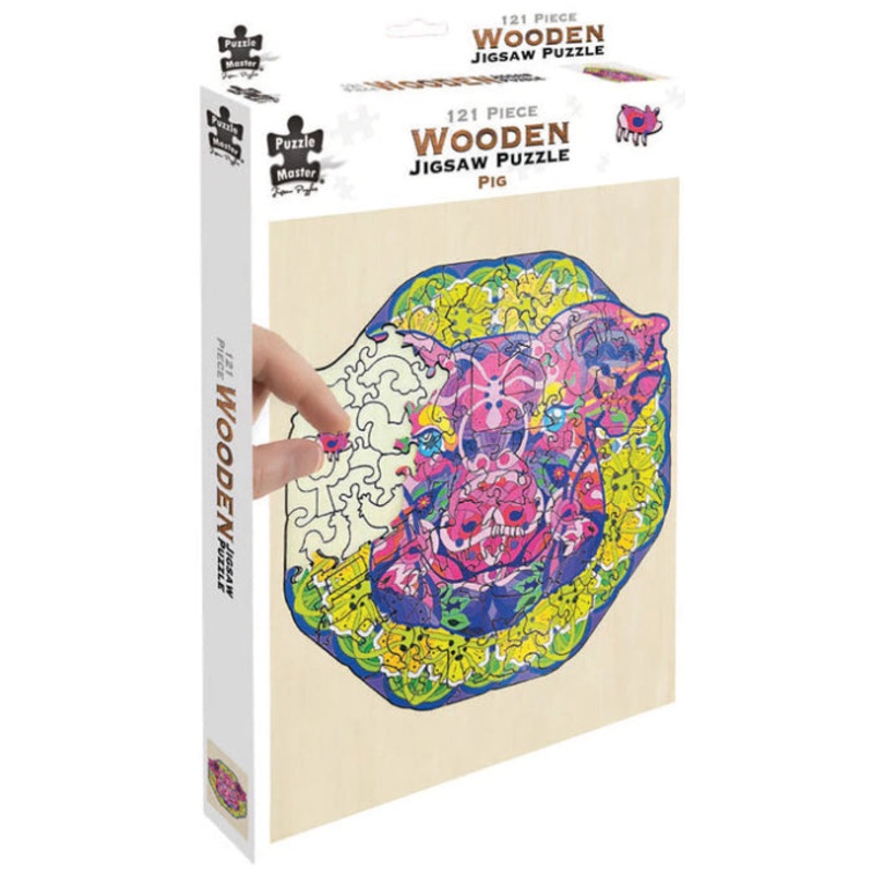 WOODEN PUZZLE PIG 121PC