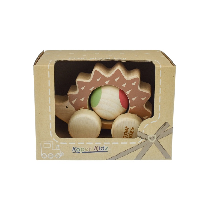 WOOD ECO PLAY PUSH ALONG HEDGEHOG