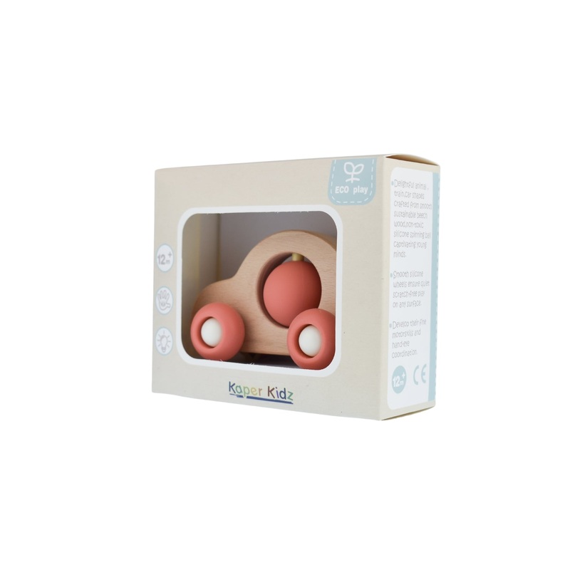 WOOD ECO SPIN CAR RED