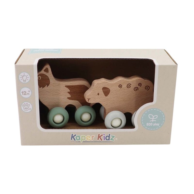 WOOD ECO WHEELS FARM MOVER DOG/SHEEP