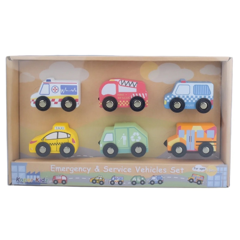 WOODEN VEHICLE SET EMERGENCY & SERVICE