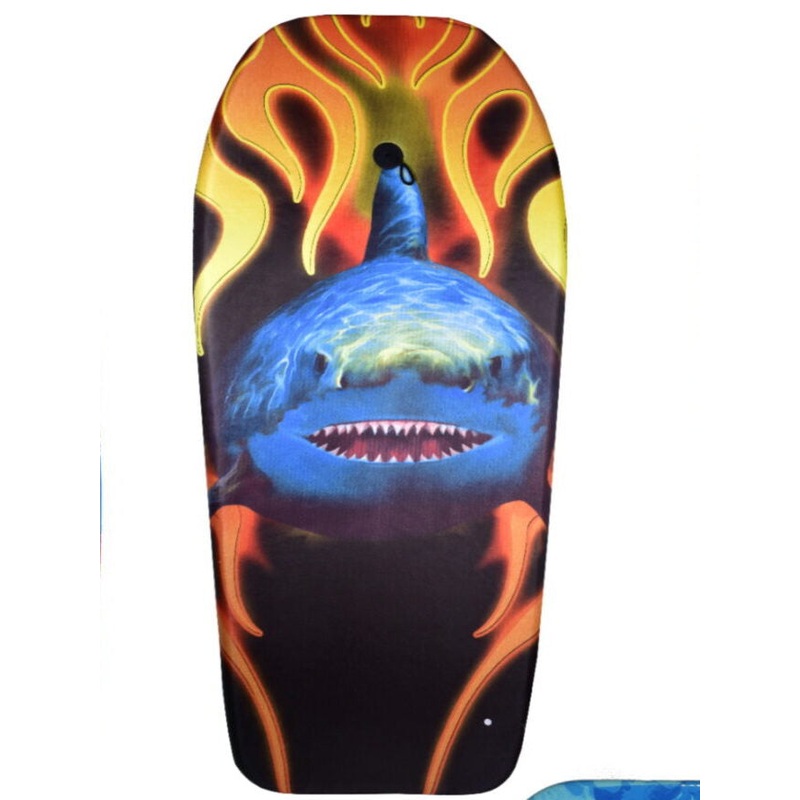 Bodyboard BLACK WITH SHARK AND FLAMES