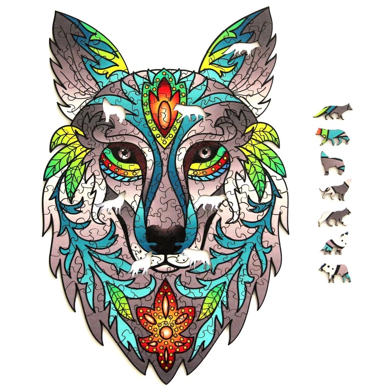 Rainbow Wood Puzzle Wolf