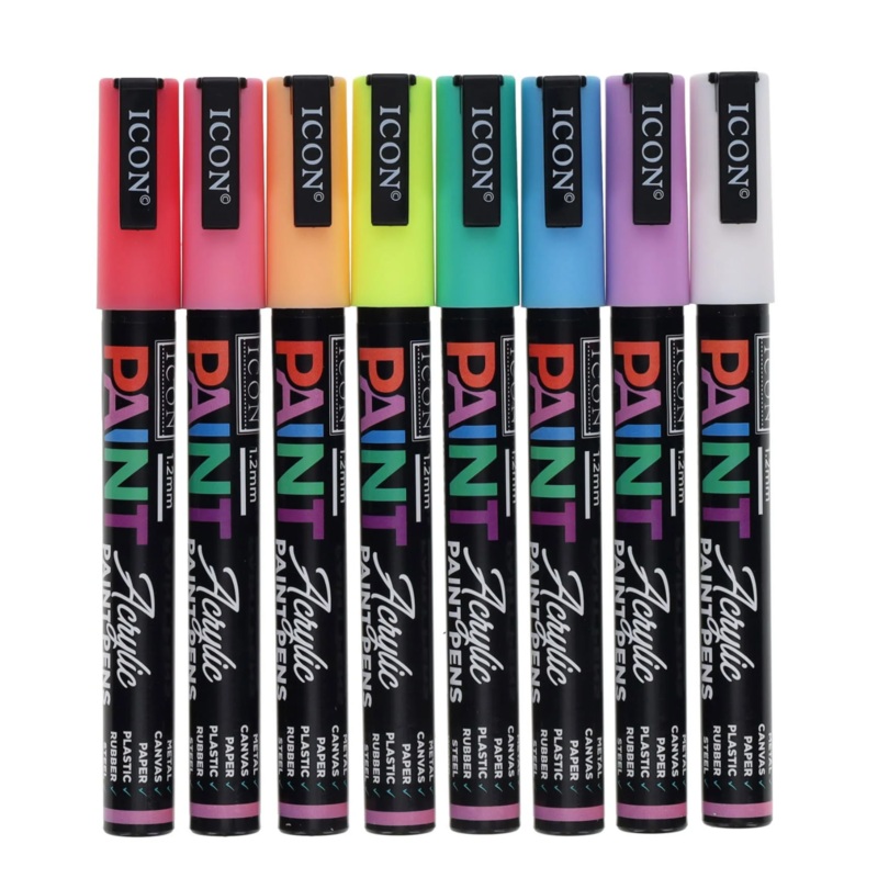 Icon Acrylic Paint Pens 8 Pack Pastel