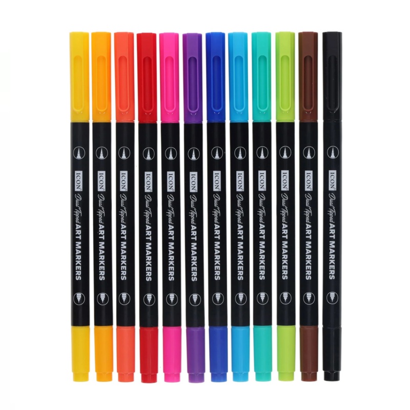 Icon Quick Dry Art Markers - Spectrum 12 Pack