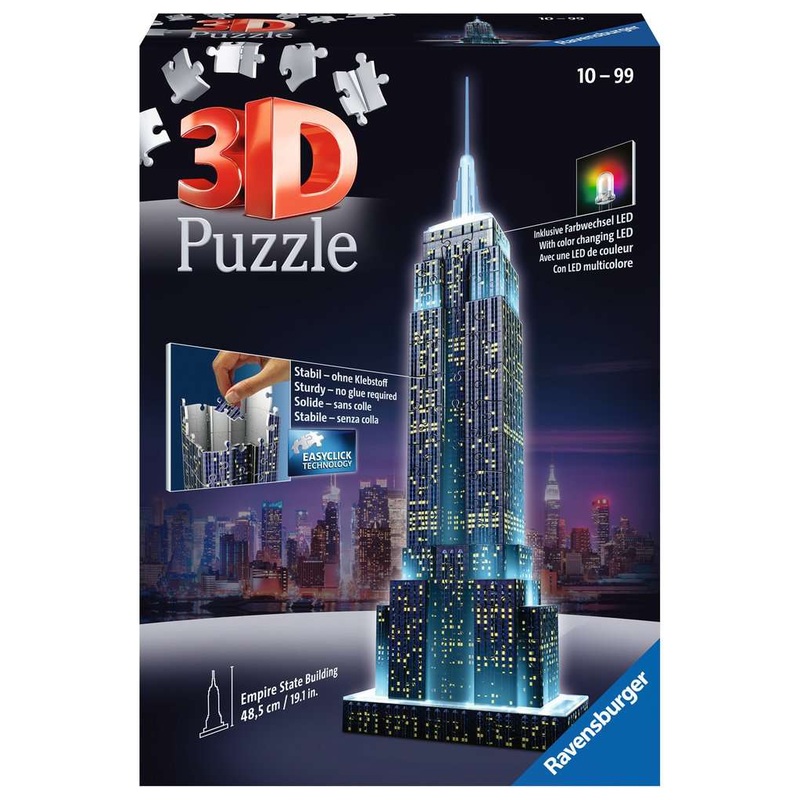 Ravensburger Empire State Building Night Edition 216 piece 3D Jigsaw Puzzle with LED lighting for Adults and for Kids - 12566