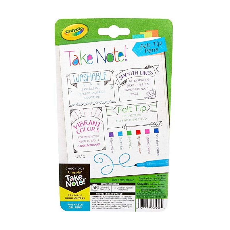 Take Note 6 Washable Felt Tip Pens