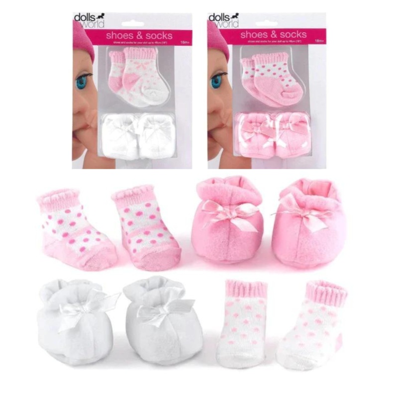 Dollsworld Shoes And Socks Pink/White