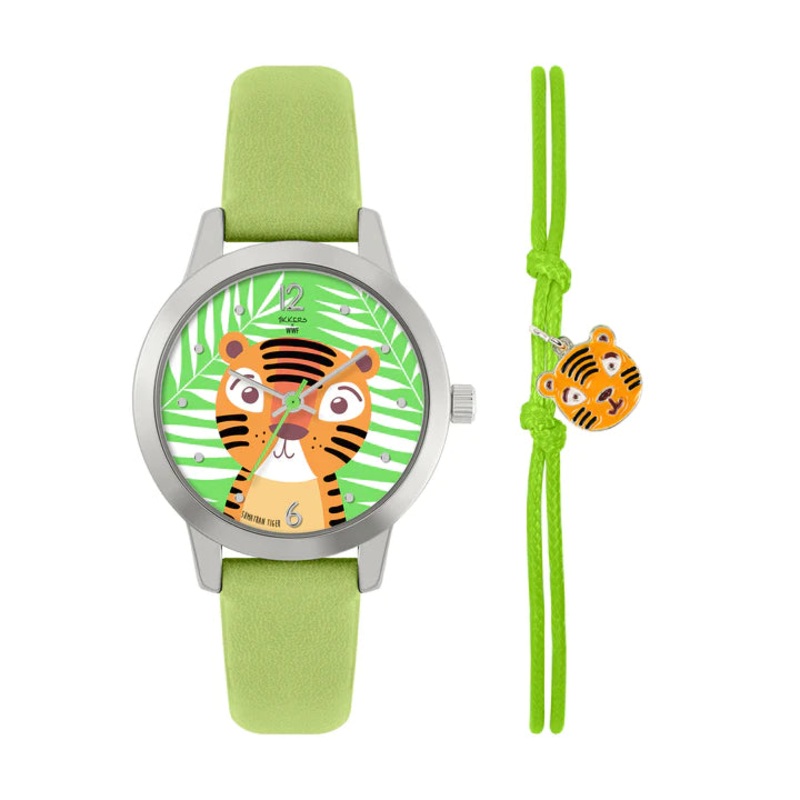 Tikkers x WWF Tiger Dial Watch And Charm Bracelet