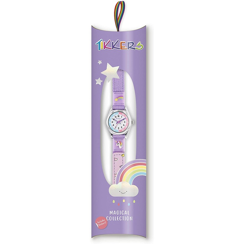 Tikkers Time Teacher Purple Velcro Strap Watch