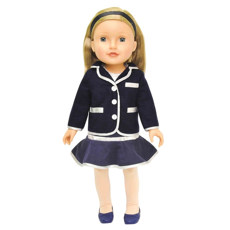 Beverly Hills 18" Doll with Blonde Hair, Dressed in a Blue and White Blazer