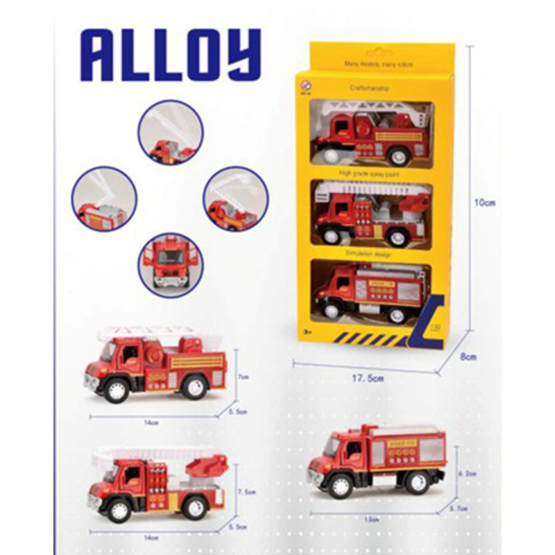 Set Of 3 Die-cast Fire Trucks