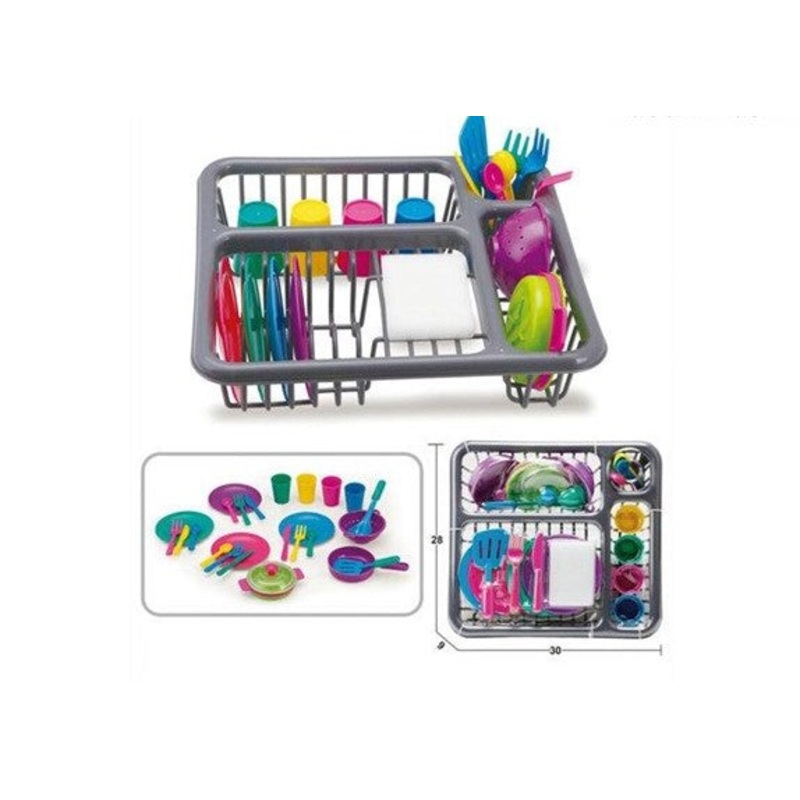 Colorful Dishes With Drainer