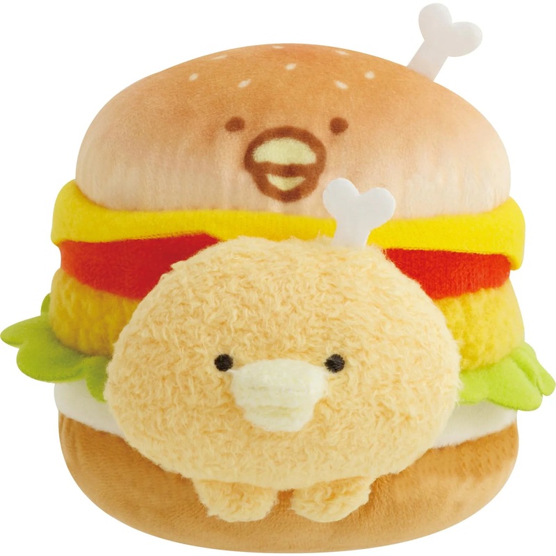 San-X | Chikip Umauma Burger, Hone Chicken | Burger plush toy - Chicken Tomato Burger MO54501