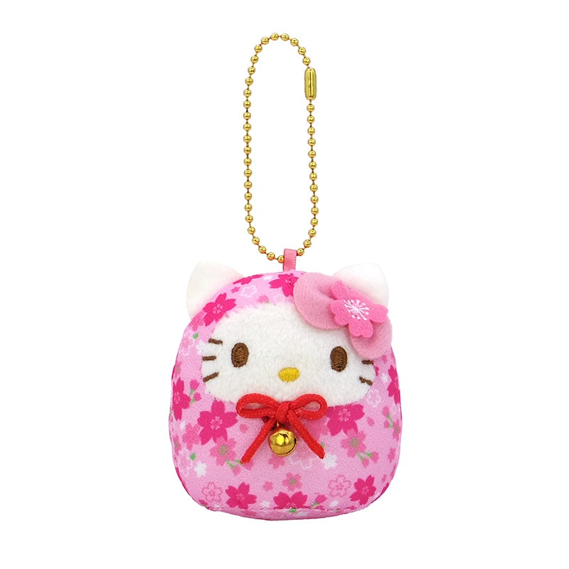 Sanrio | Sakura Daruma Plush Keychain - Hello Kitty Pink