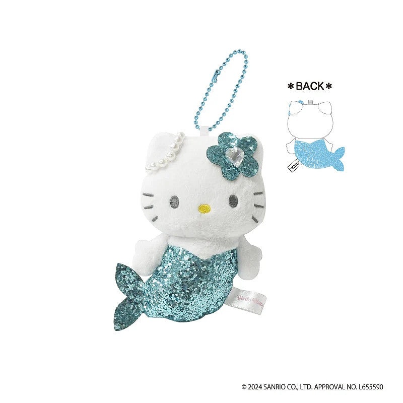 Sanrio | Sanrio Fantasy Series | Hello Kitty Mascot Keychain With Reel - Mermaid Glitter Blue