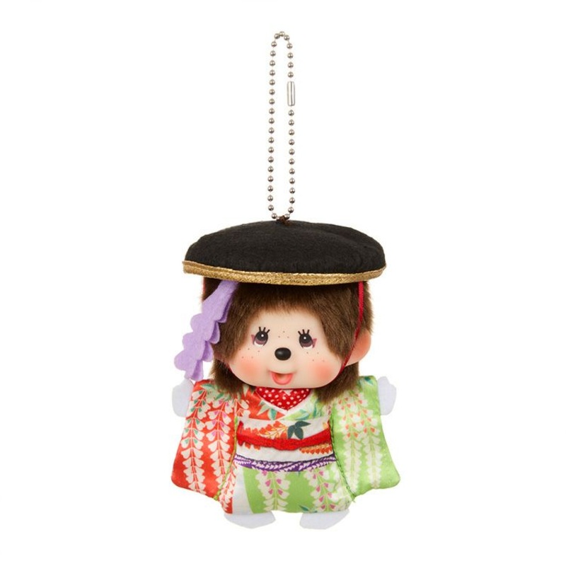 Monchhichi Sekiguchi | Monchhichi Large Face SS Keychain - Kabuki/Fujimusume