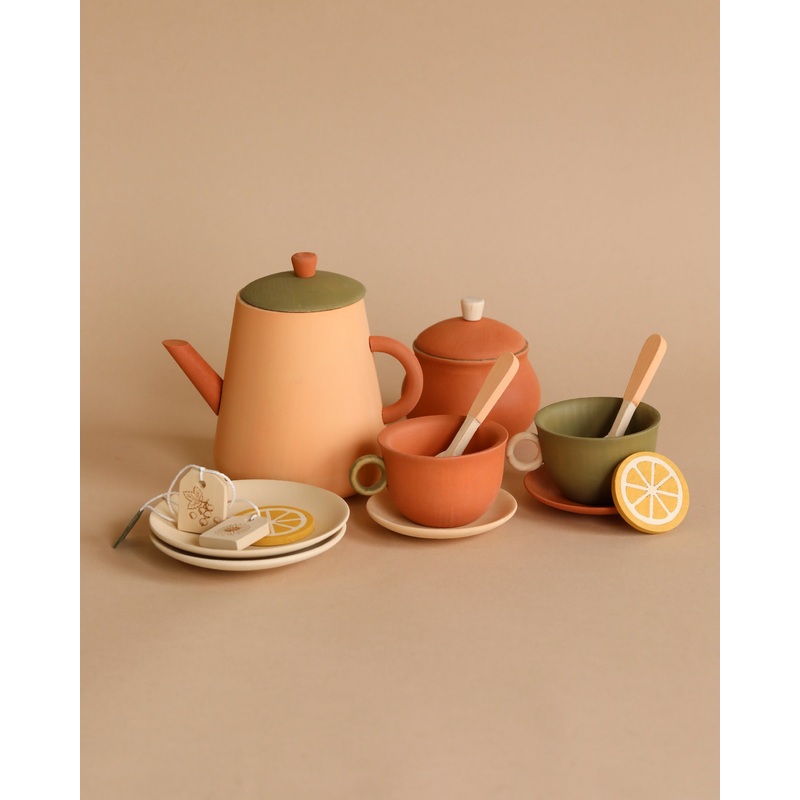 Handmade Wooden Tea Set - Herbal