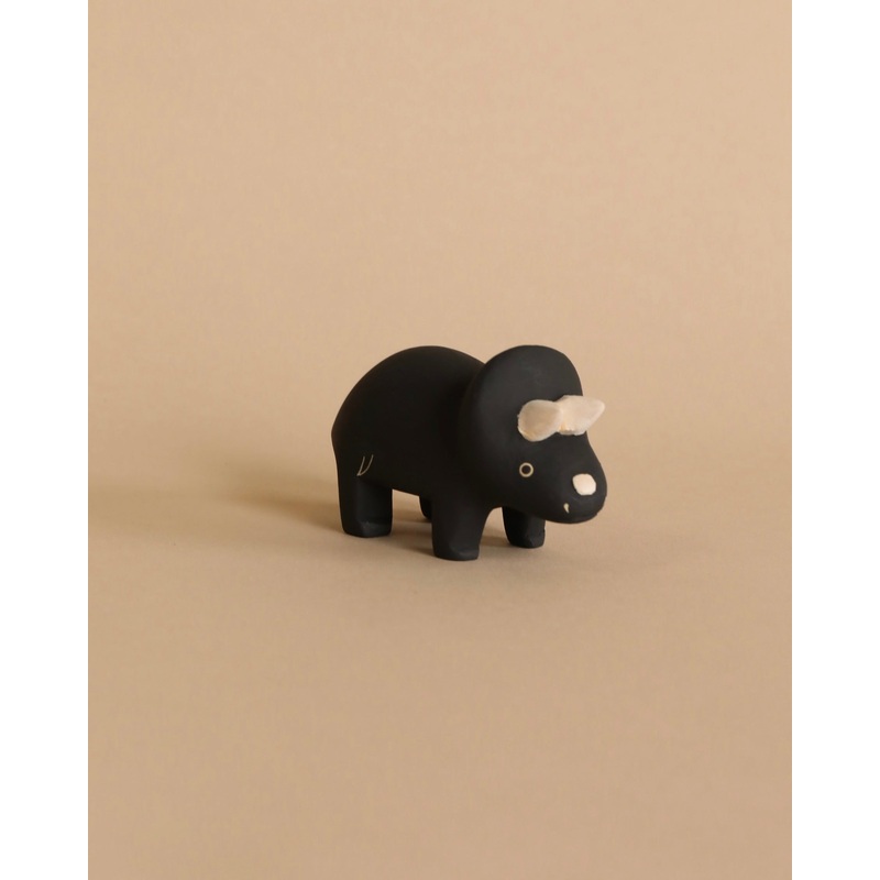 Handmade Tiny Wooden Dinosaurs - Triceratops