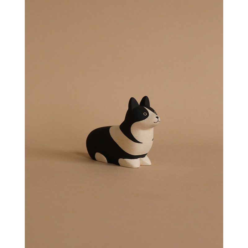 Handmade Tiny Wooden Animals - Corgi Dog