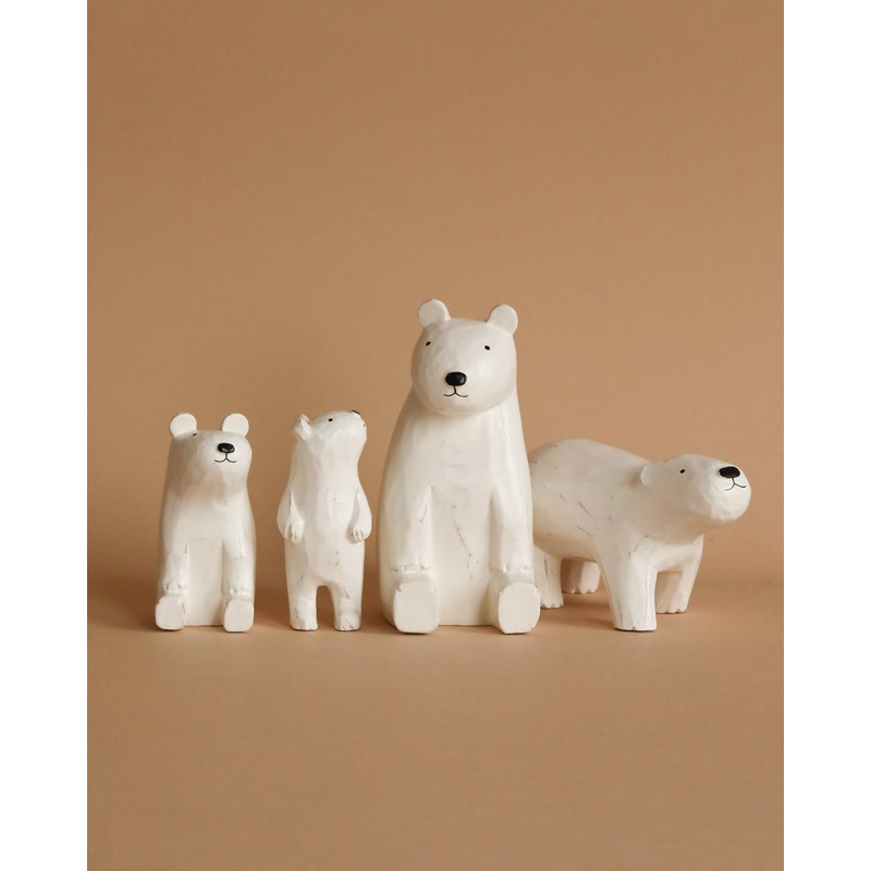 Handmade Tiny Wooden Polar Bears