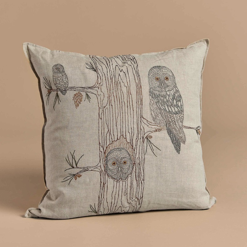 Coral & Tusk Owl Family Tree Pillow