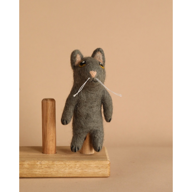 Felt Gray Cat Finger Puppet