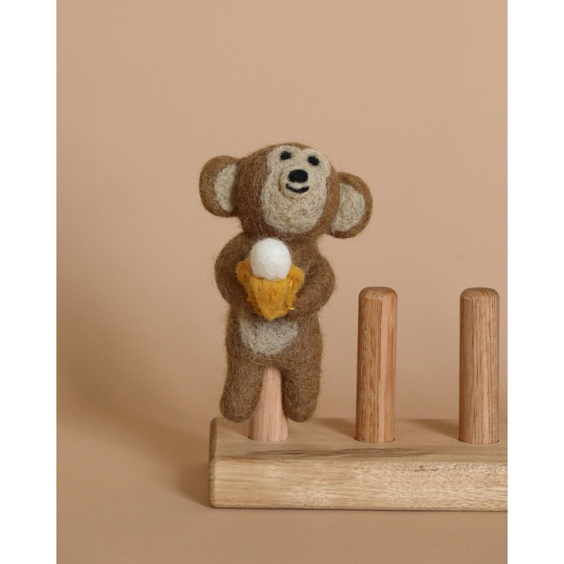 Monkey Holding Banana Finger Puppet