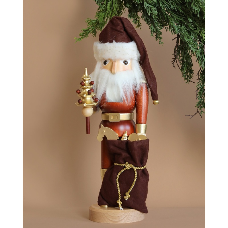 Christian Ulbricht Collectible Wooden Nutcracker - Natural and Gold Santa
