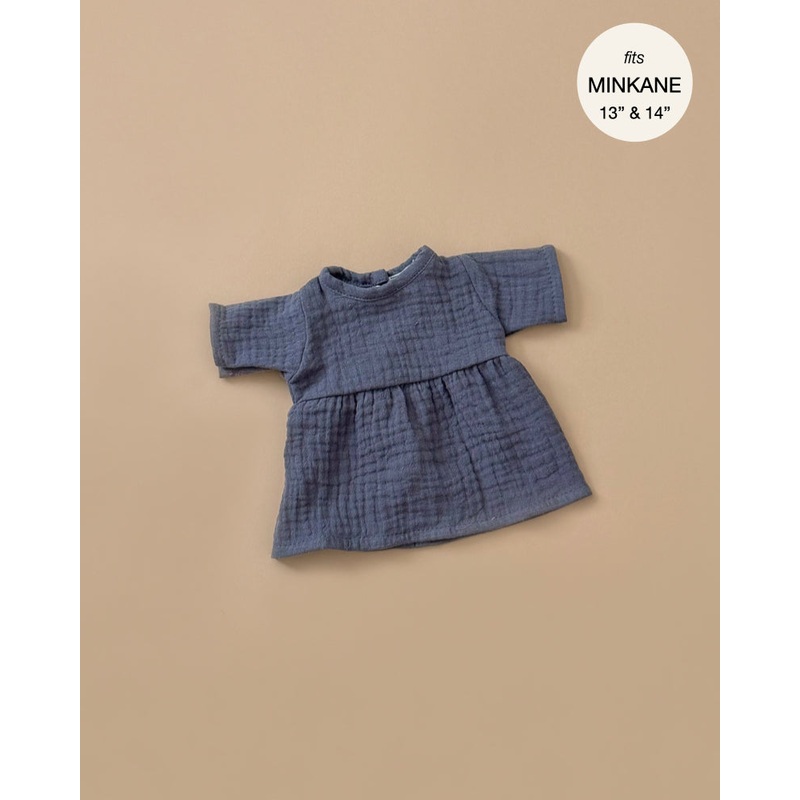Minikane Doll Clothing | Faustine Dress in Cotton Gauze - Mouse Gray