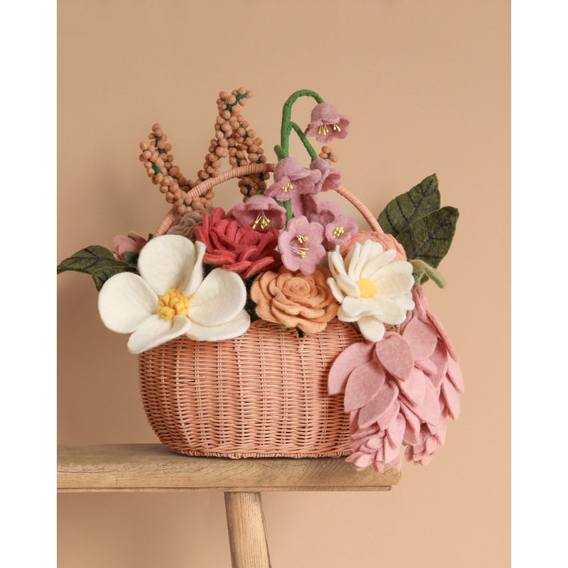 Basket of Felt Flowers