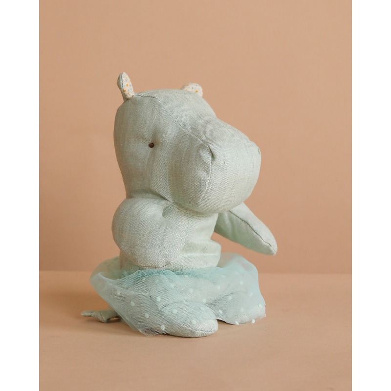 Maileg Small Hippo With Skirt Stuffed Animal - Mint