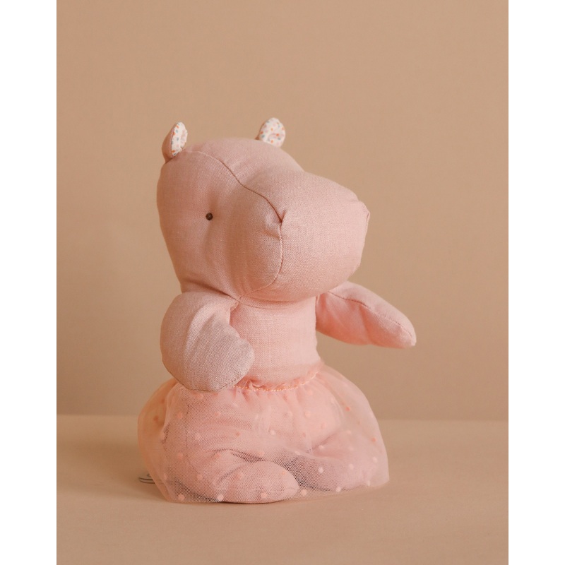 Maileg Small Hippo With Skirt Stuffed Animal - Soft Rose
