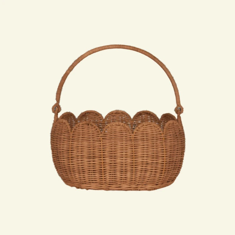 Olli Ella Scalloped Petal Basket - Natural