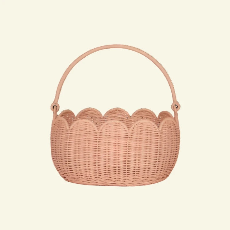 Olli Ella Scalloped Petal Basket - Seashell Pink