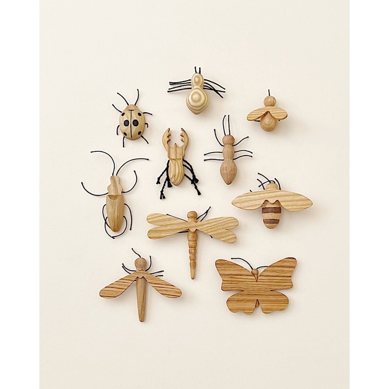 Handmade 11-Piece Wooden Insects