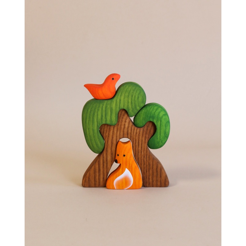 Handmade Wooden Tree with Fox