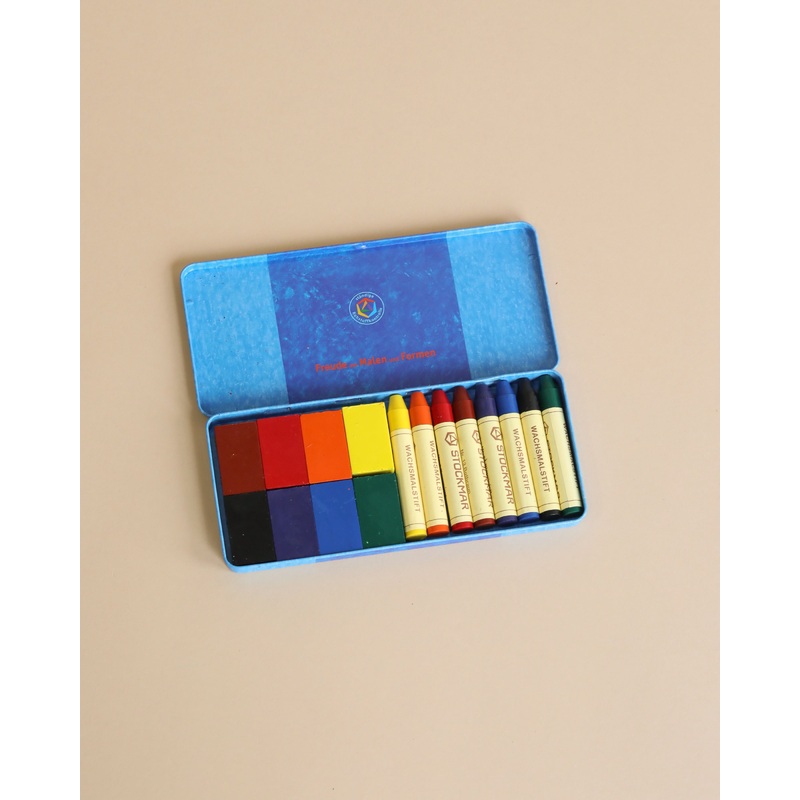 Stockmar Wax Crayons Combo Standard Tin Case - 8 Blocks & 8 Sticks Assorted
