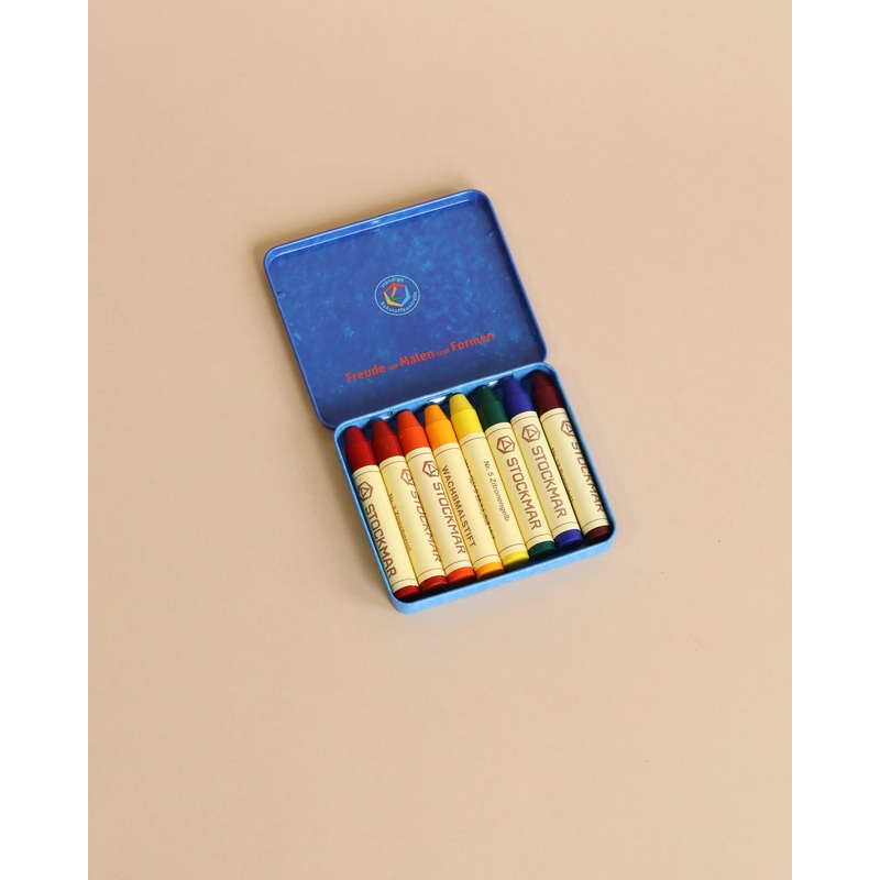 Stockmar Wax Stick Crayons Waldorf Tin Case - 8 Assorted